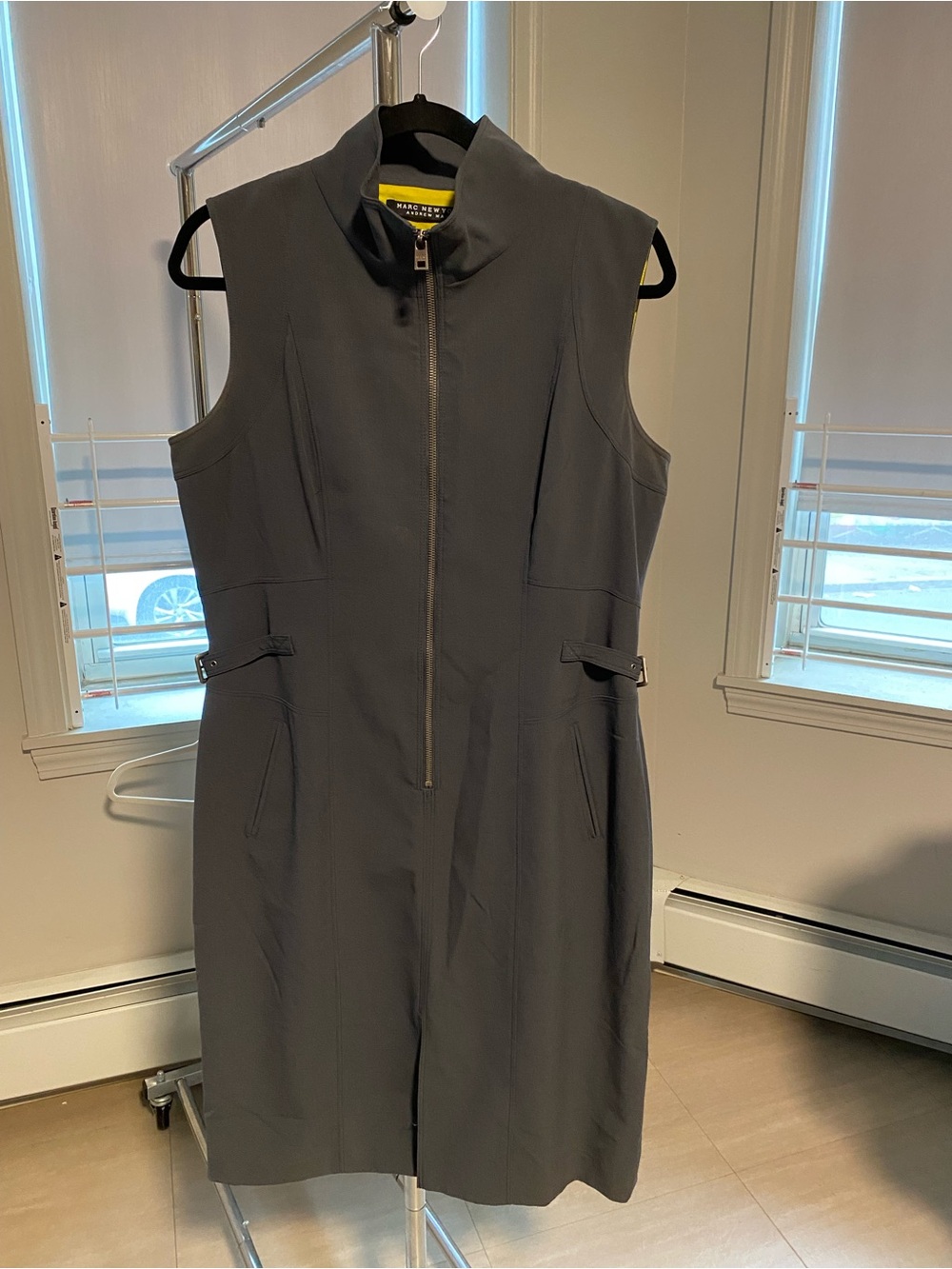 Sleeveless Gray Zip-Front Dress